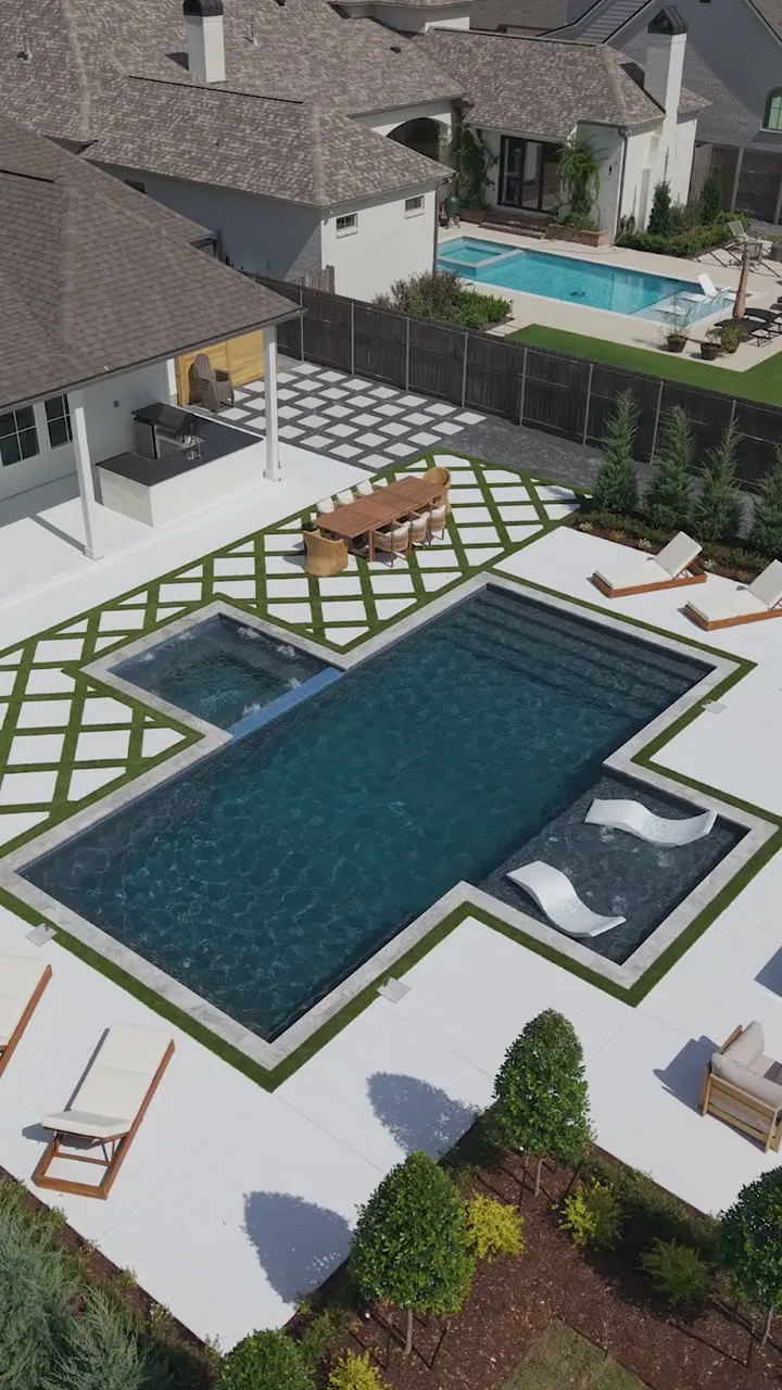 Pool with sun deck at sunset
